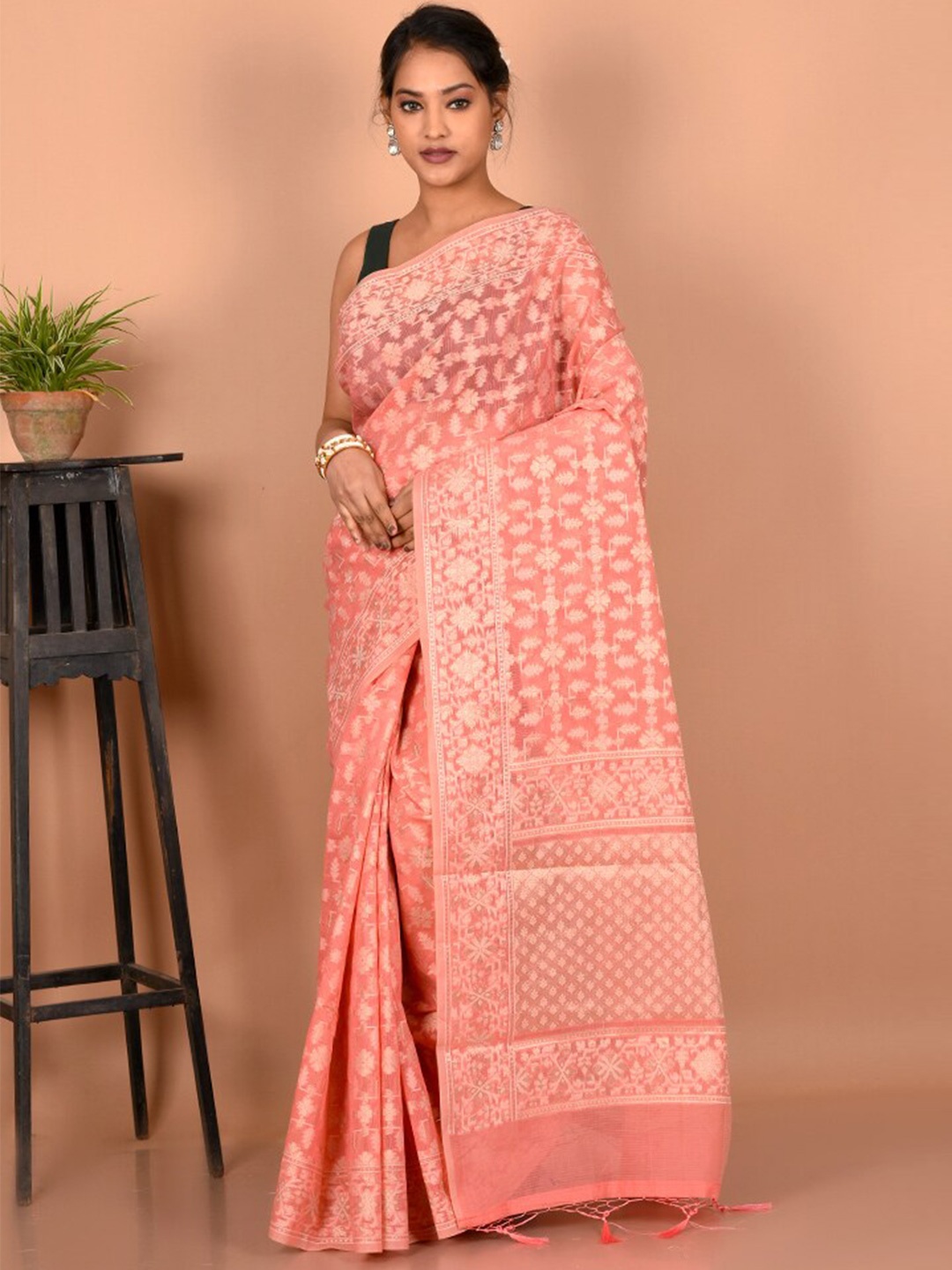 

AllSilks Woven Design Saree, Pink