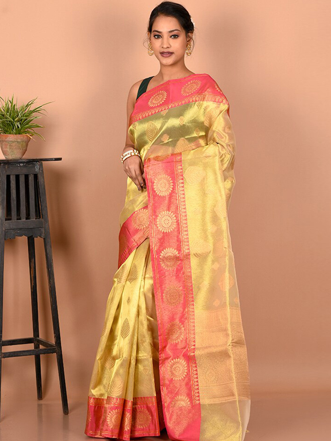 

AllSilks Woven Design Zari Saree, Green