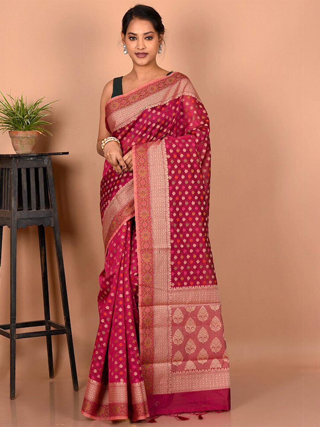 

AllSilks Woven Design Zari Saree, Maroon