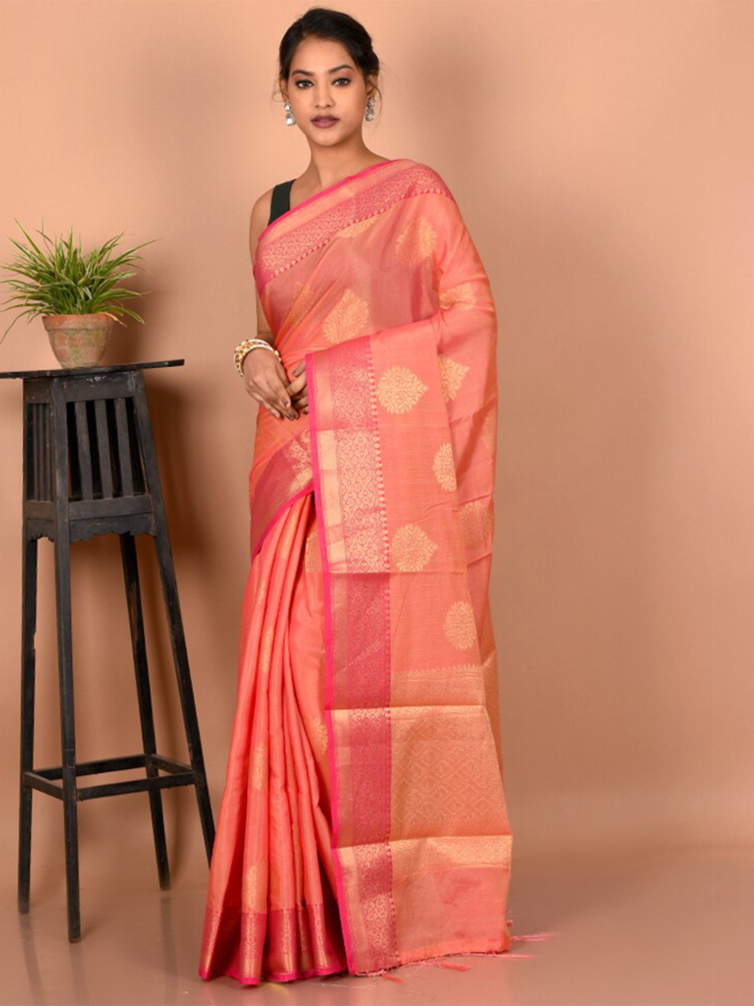 

AllSilks Woven Design Zari Saree, Orange