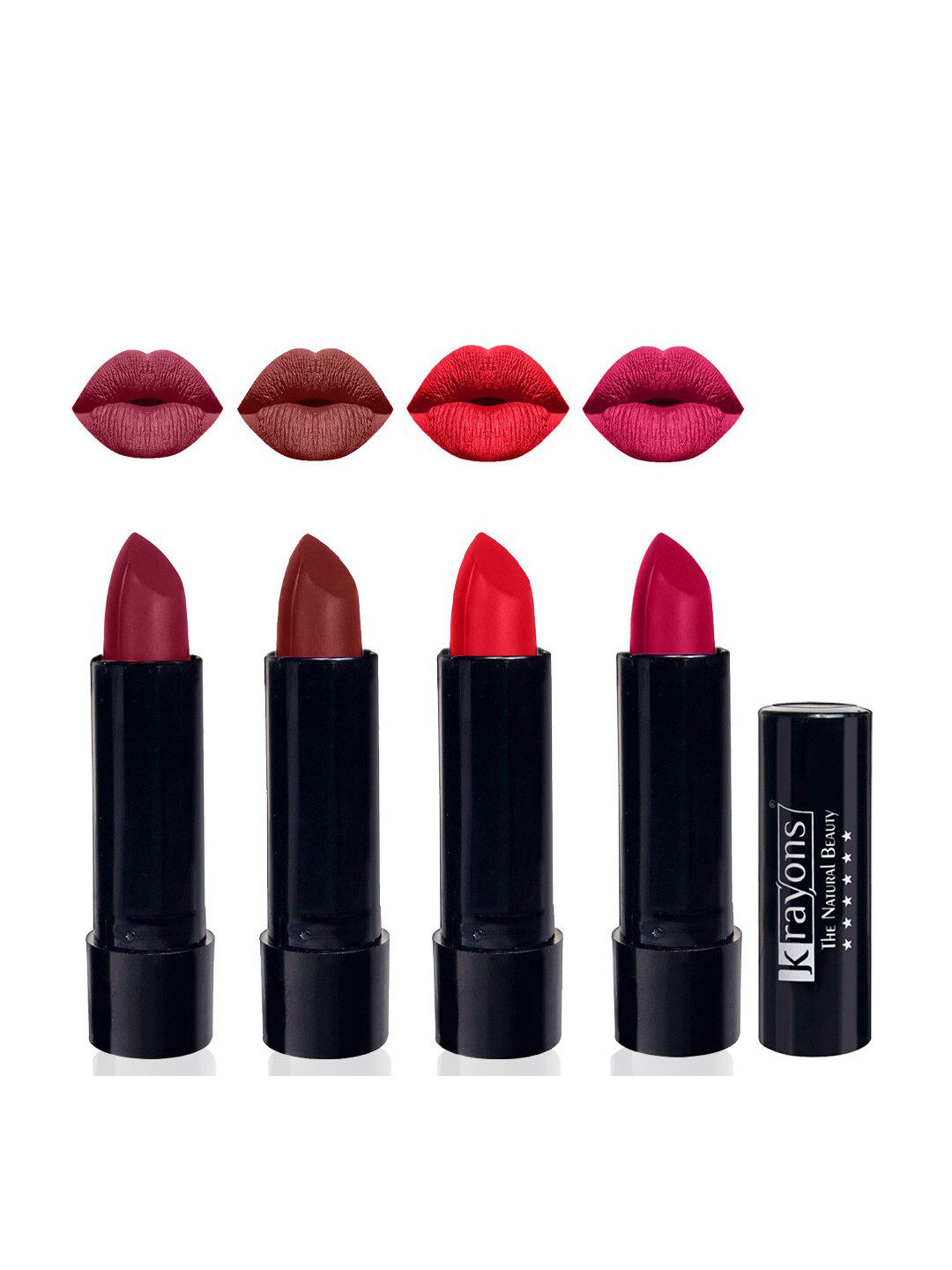 

krayons Set Of 4 Cute Pop Waterproof & Moisturizing Matte Lipsticks - 3.5 g Each, Pink
