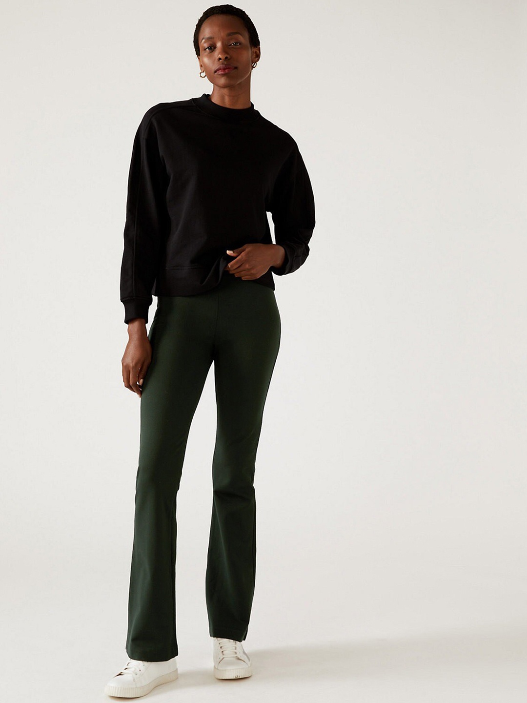 

Marks & Spencer Women High-Rise Trousers, Green
