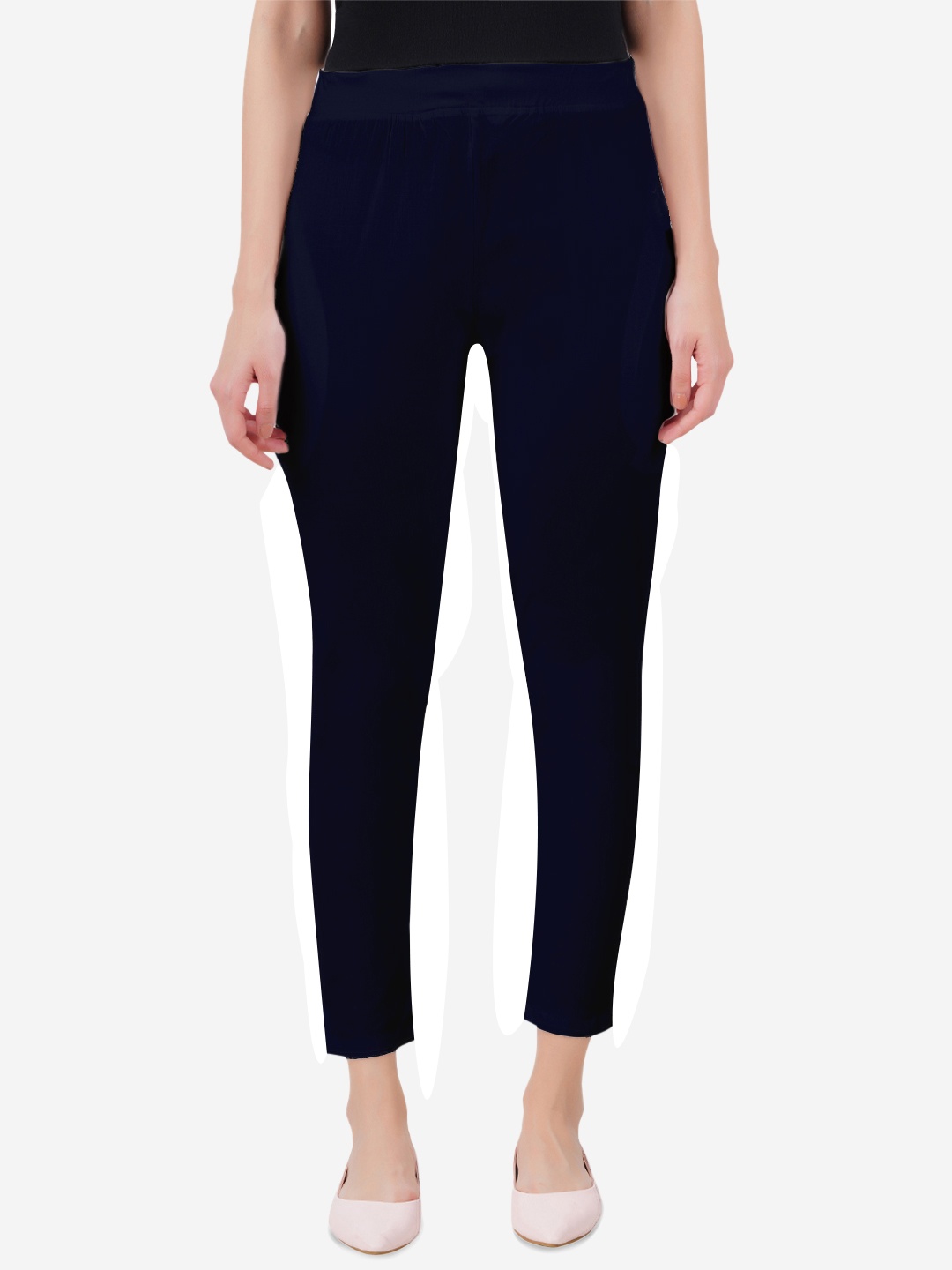 

indian flower Women Original Slim Fit Trousers, Navy blue