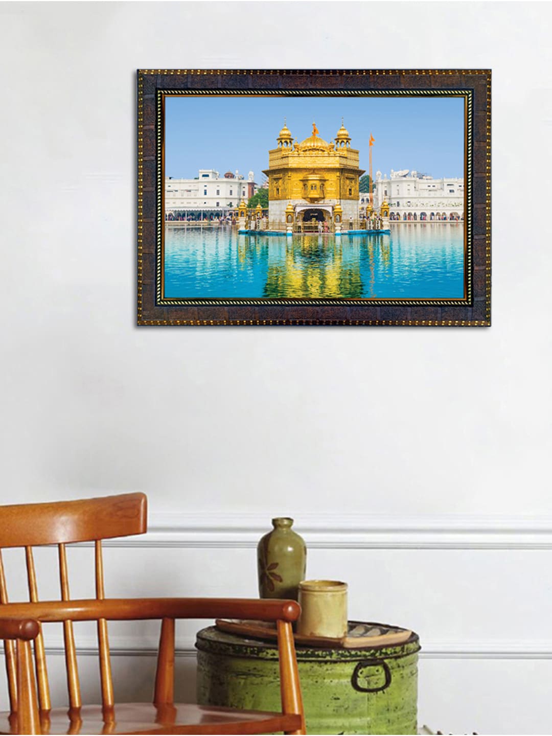 

WENS Brown & Blue Golden Temple Painted Framed Wall Art