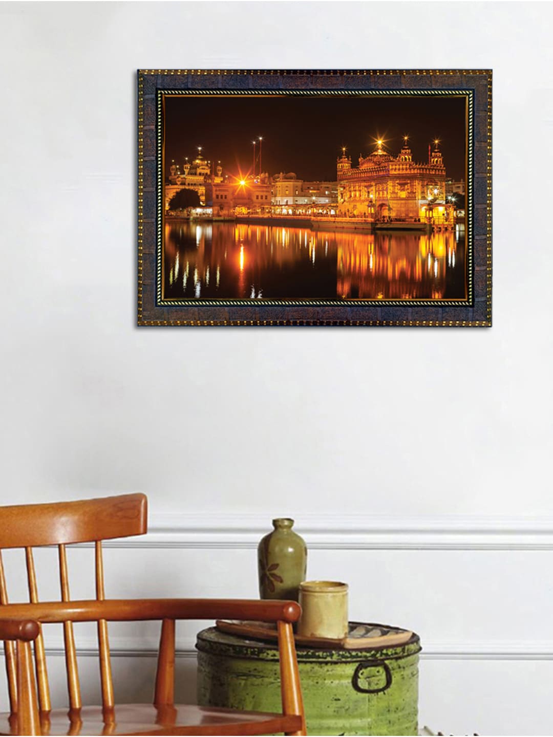 

WENS Brown Printed Golden Temple Framed Painting Wall Art