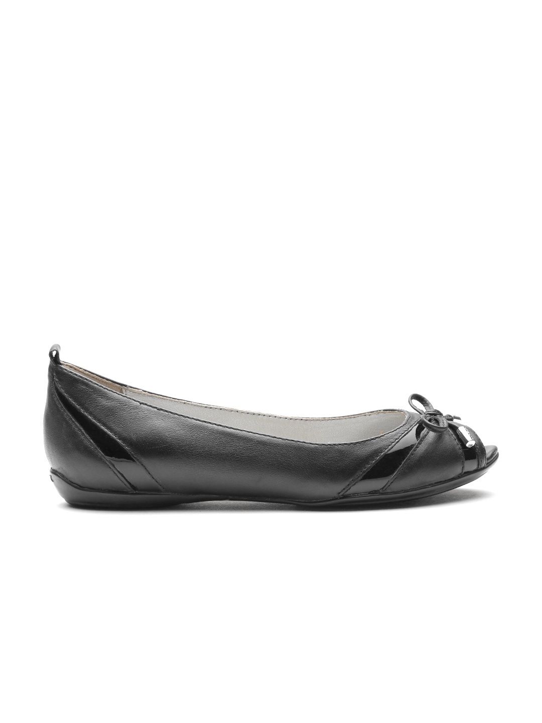

Geox Respira Women Black Solid Italian Patent Leather Peep Toes