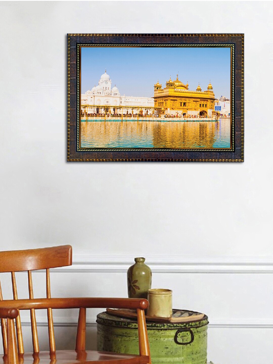 

WENS Brown & White Golden Temple Framed Wall Art Painting