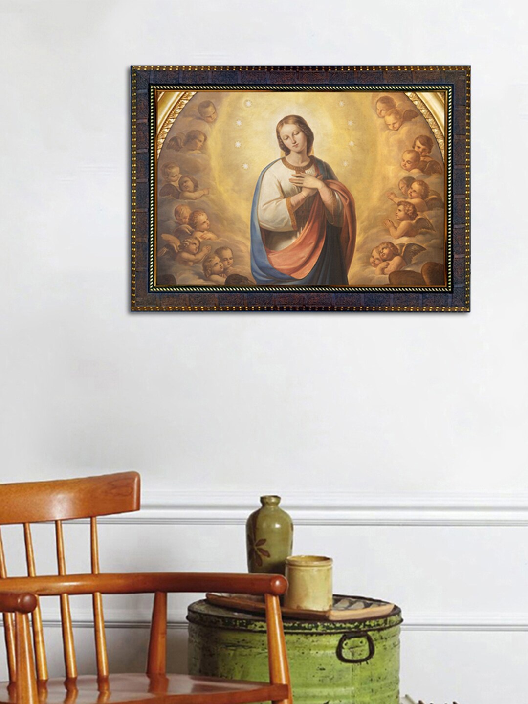 

WENS Brown Religious Spiritual Mother Mary Framed Wall Art Painting