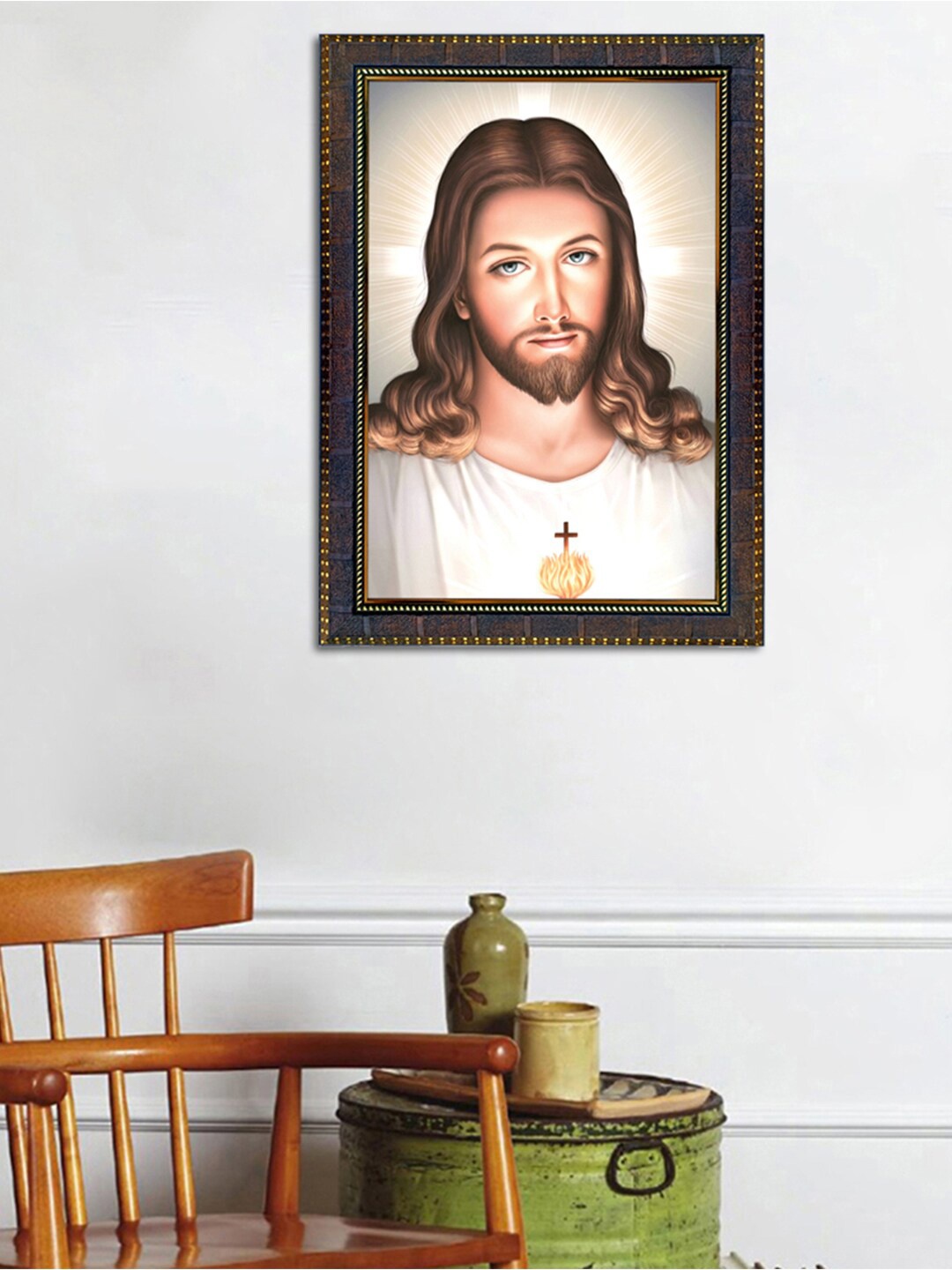 

WENS Brown Jesus Painted Framed Wall Art Painting