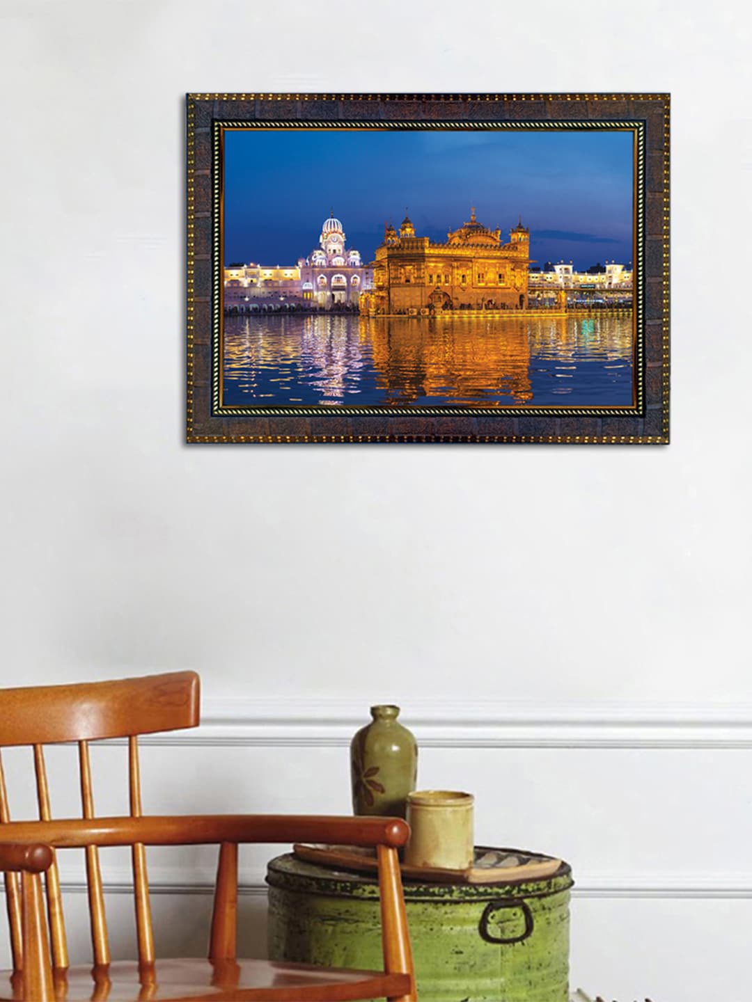 

WENS Brown & Blue Golden Temple Framed Wall Art Painting