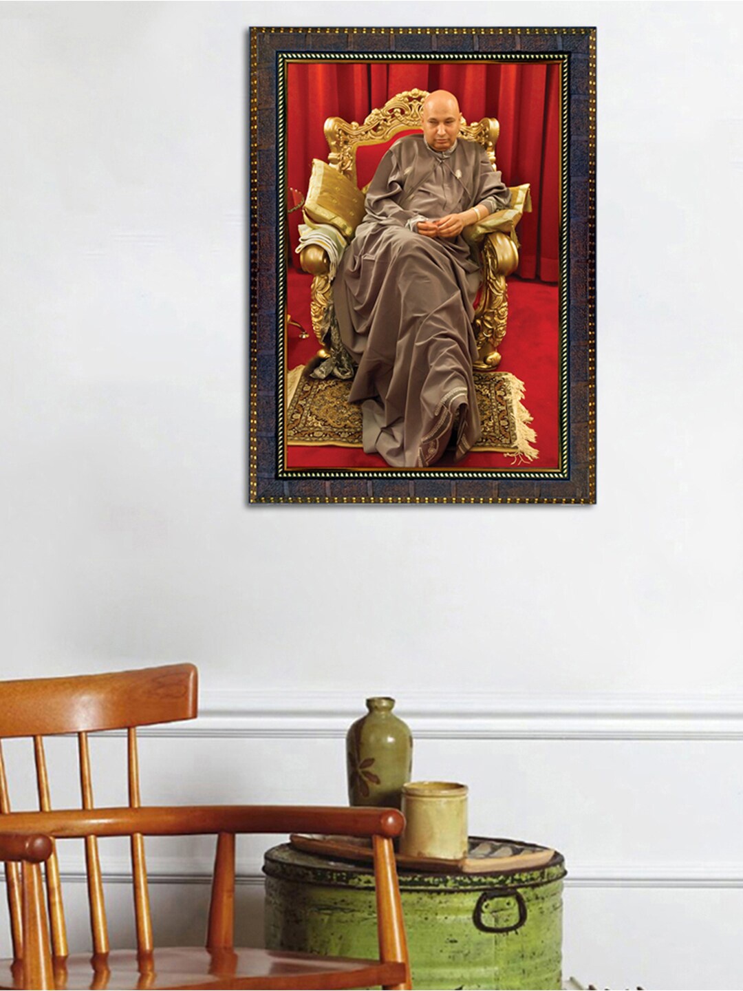 

WENS Brown & Red Blessed Guru Ji Framed Wall Art Painting