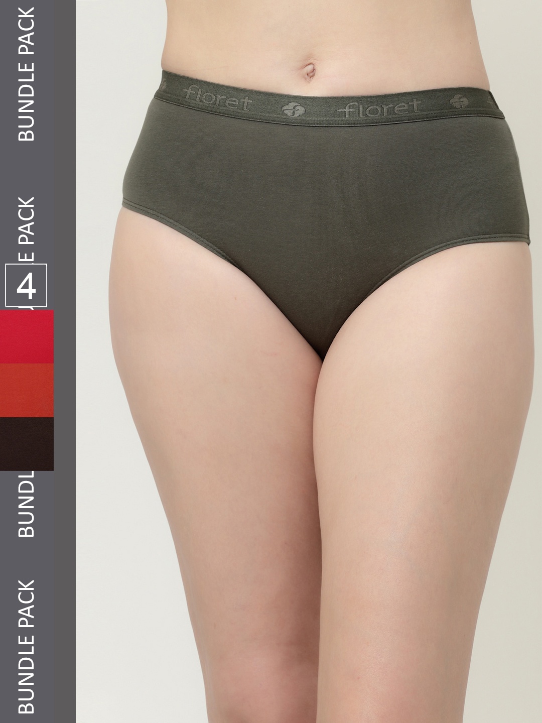 

Floret Women Pack Of 4 Hipster Briefs, Grey