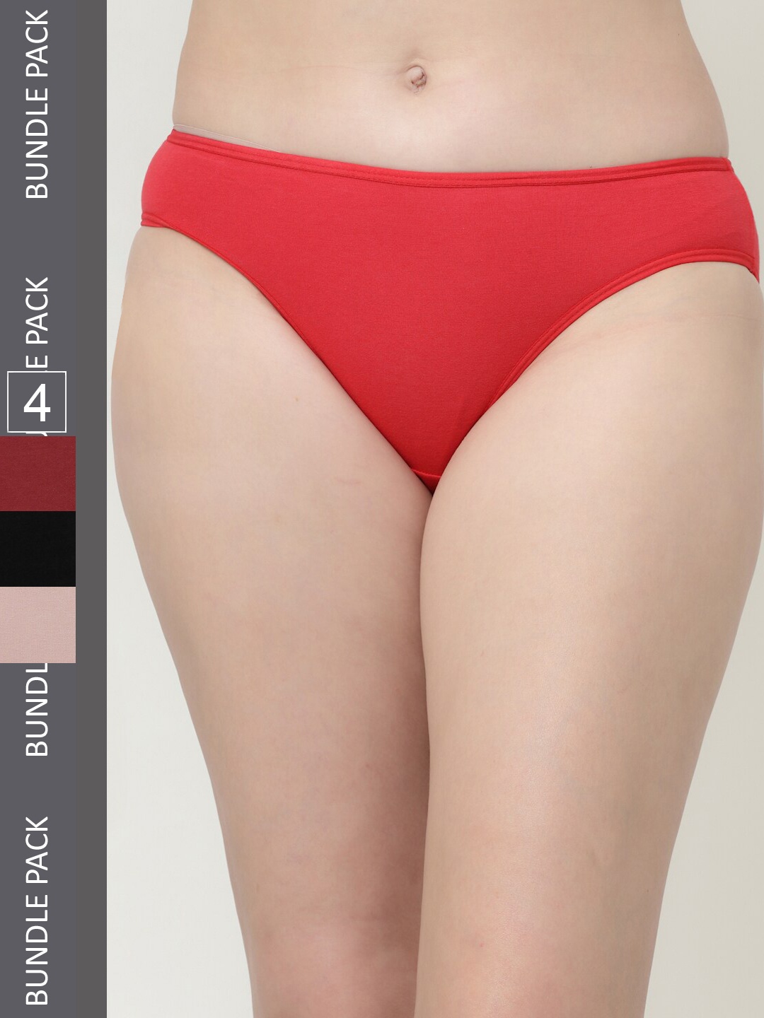 Floret Women Pack of 4 Solid Briefs, Assorted