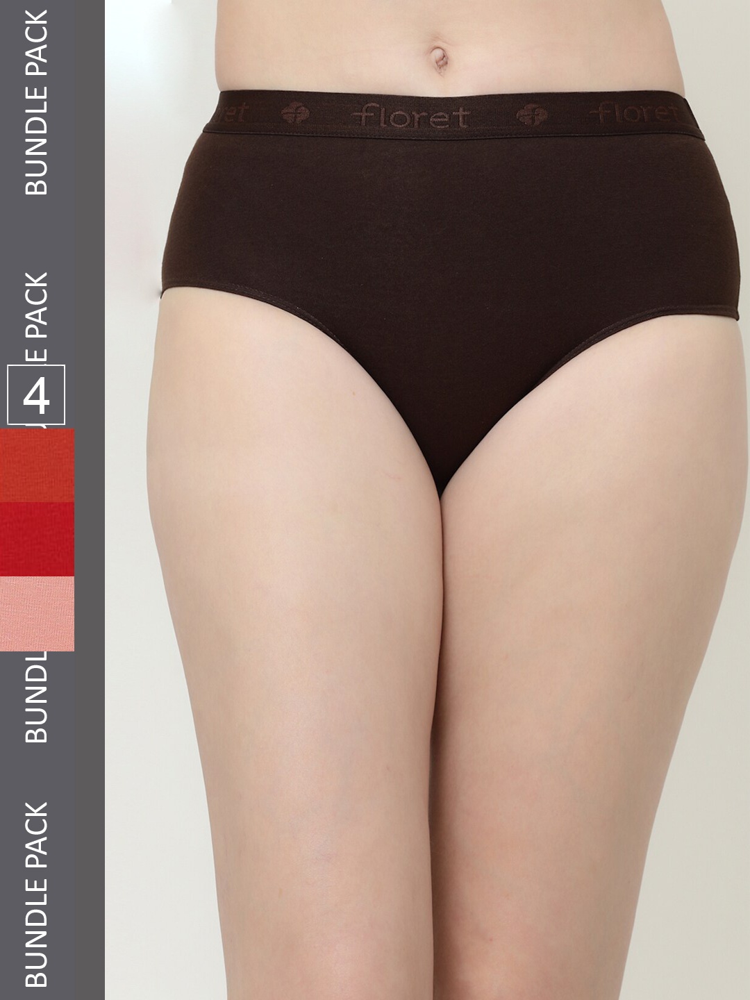 

Floret Women Pack Of 4 Hipster Briefs, Brown