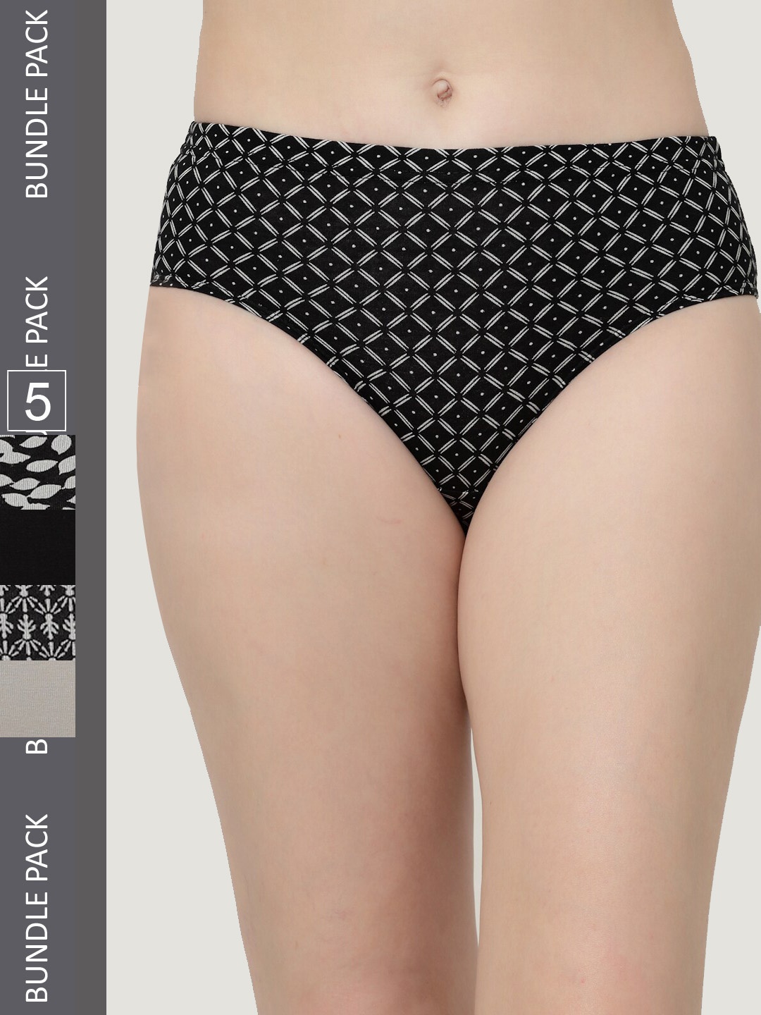 Floret Women Pack Of 5 Assorted Cotton Basic Briefs