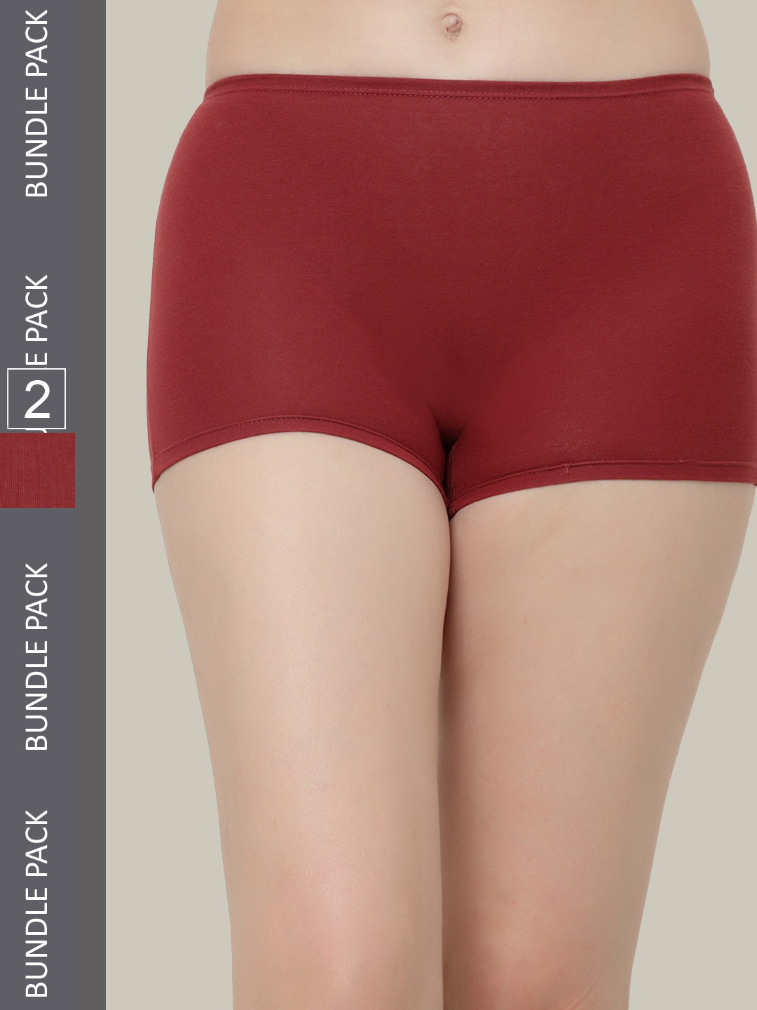 

Floret Women Pack Of 2 Assorted Boy Shorts Briefs, Maroon