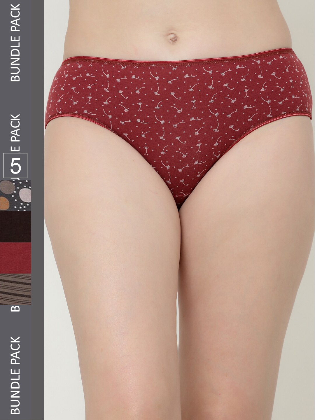 

Floret Women Pack Of 5 Assorted Cotton Basic Briefs
