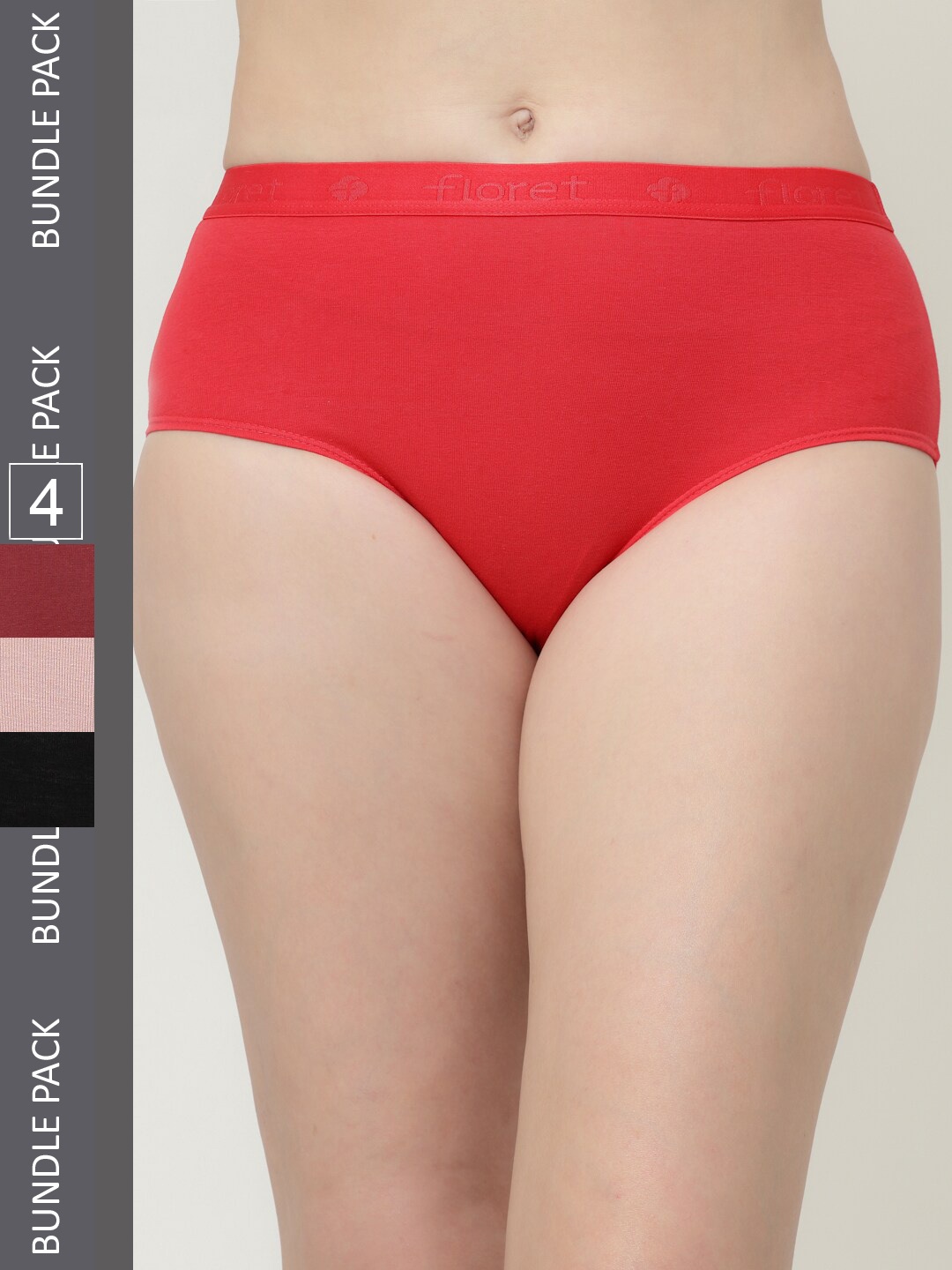 

Floret Women Pack Of 4 Hipster Briefs, Red