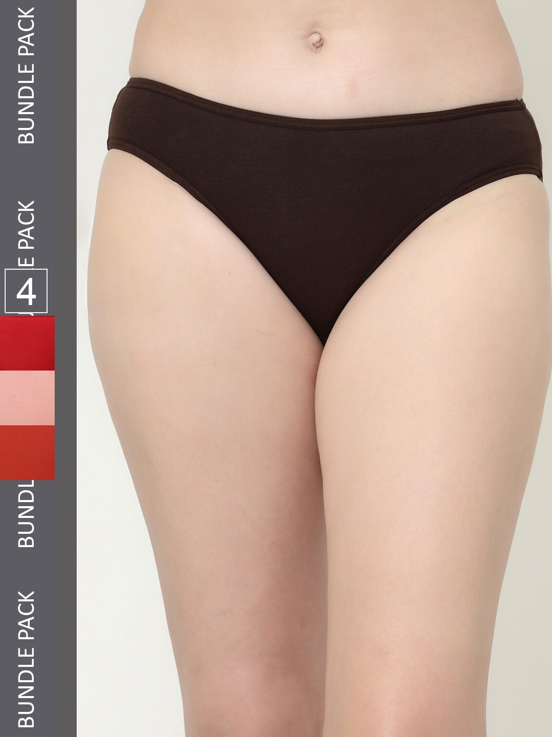 Floret Women Pack Of 4 Hipster Briefs, Brown