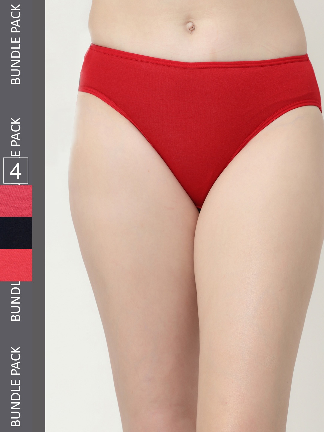 

Floret Women Pack Of 4 Hipster Briefs 1400_Red-Rose-Navy-Tomato_S