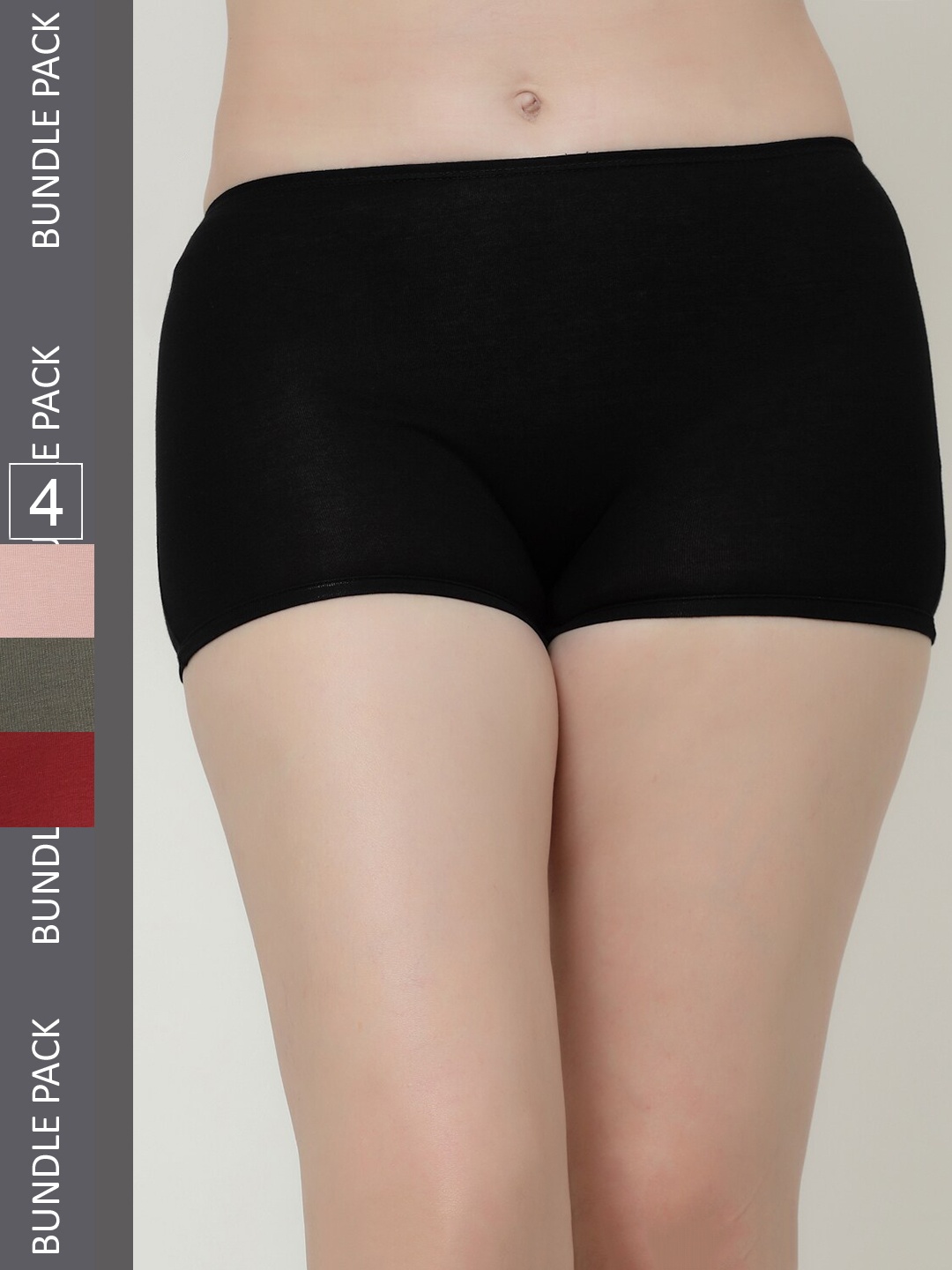 

Floret Women Pack Of 4 Boy Shorts Briefs, Black