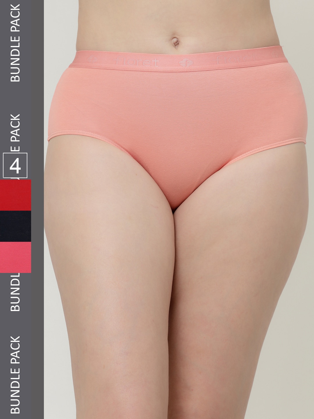 

Floret Women Pack Of 4 Hipster Briefs, Peach