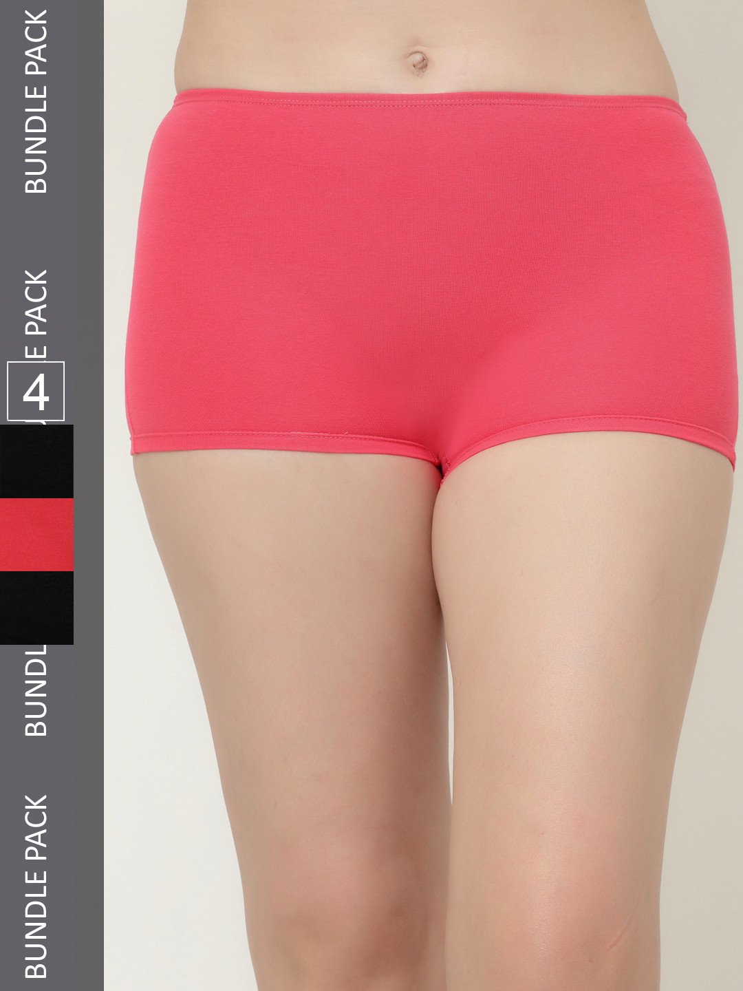 

Floret Women Pack Of 4 Boy Shorts Briefs, Pink