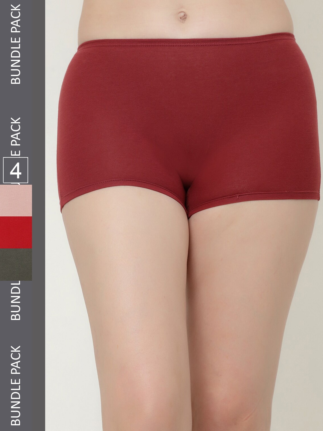 

Floret Women Pack of 4 Boy Short Briefs, Maroon