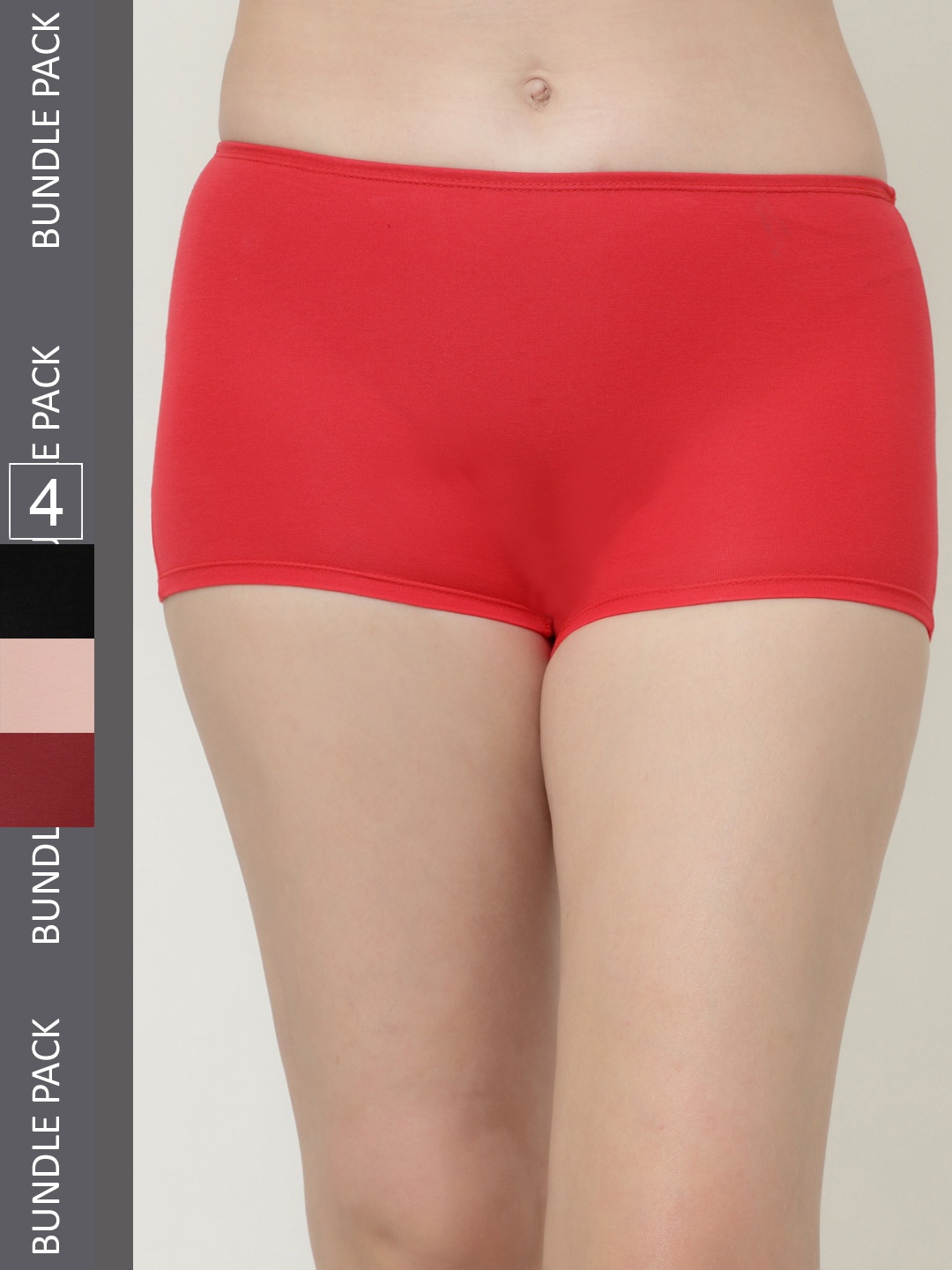 

Floret Women Pack Of 4 Boy Shorts, Red