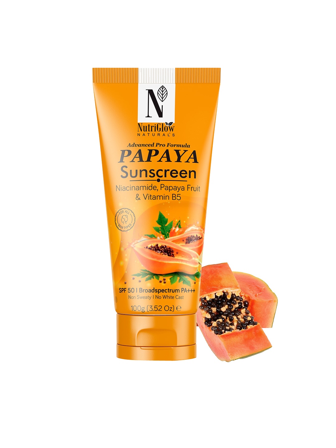 

NutriGlow Naturals Advanced Pro formula Papaya Sunscreen SPF 50 - 100gm, Na