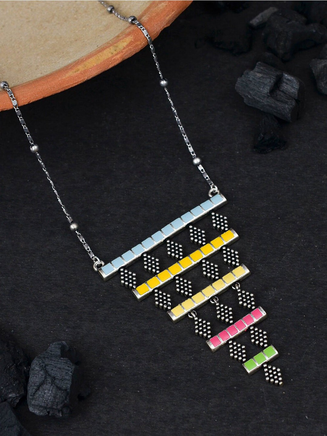 

Voylla Brass Silver-Plated Layered Necklace