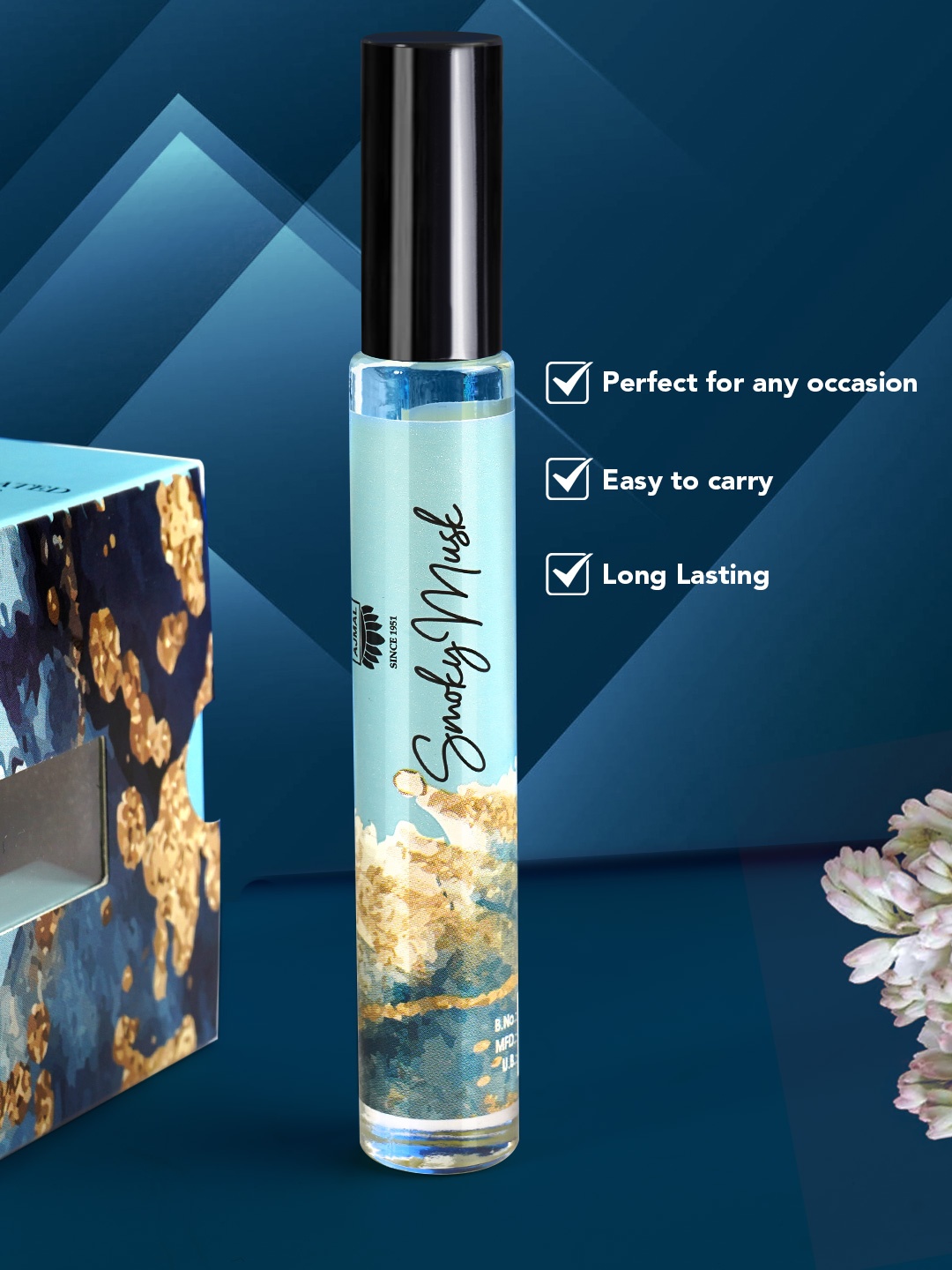 

Ajmal Artisan Smoky Musk Long-Lasting Concentrated Perfume Roll-On 10ml, Blue