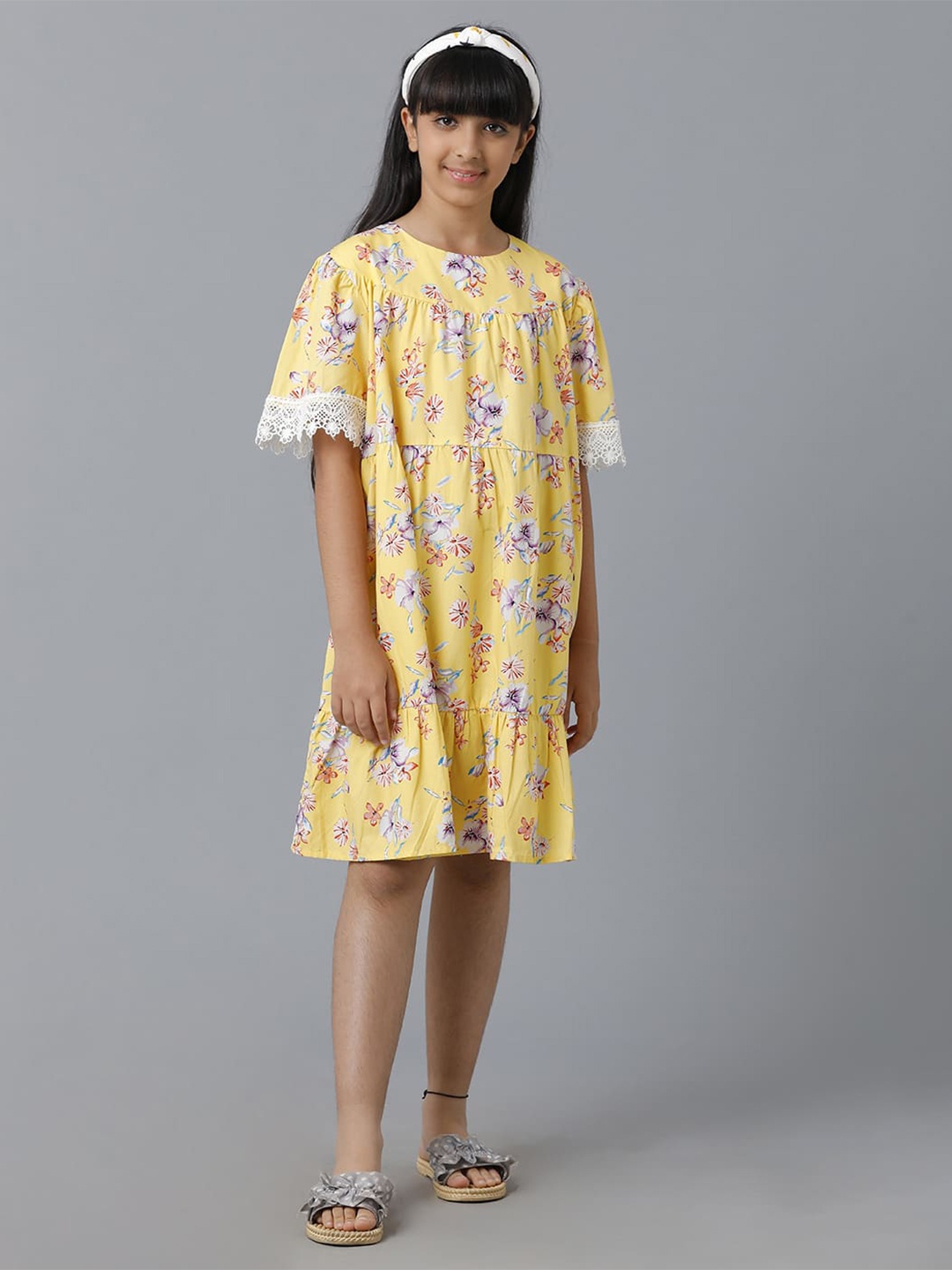 

UNDER FOURTEEN ONLY Cotton Floral A-Line Dress, Yellow