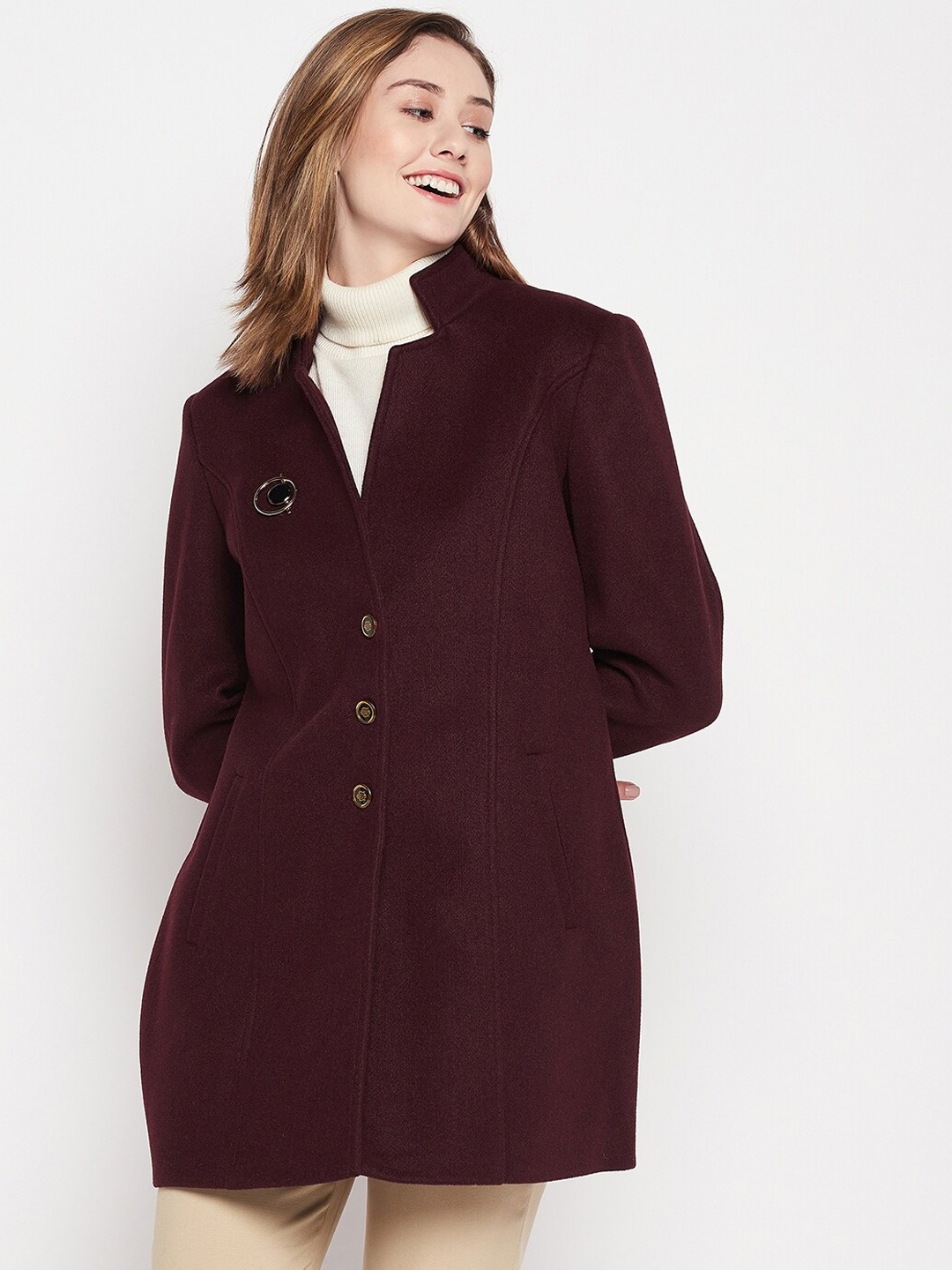 

Okane Women Overcoat, Burgundy