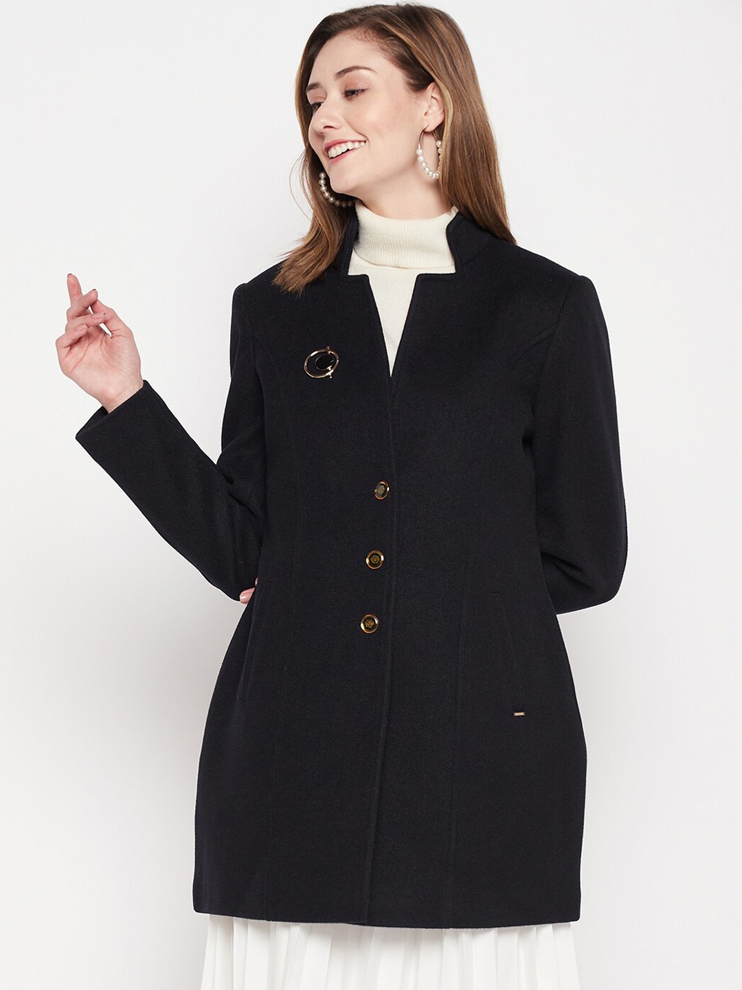 

Okane Women Single-Breasted Over Coats, Navy blue