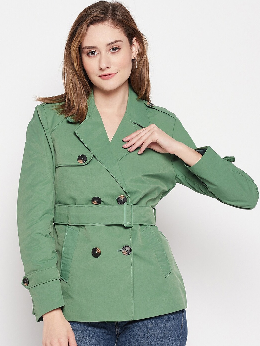 

Okane Women Trench Coats, Green
