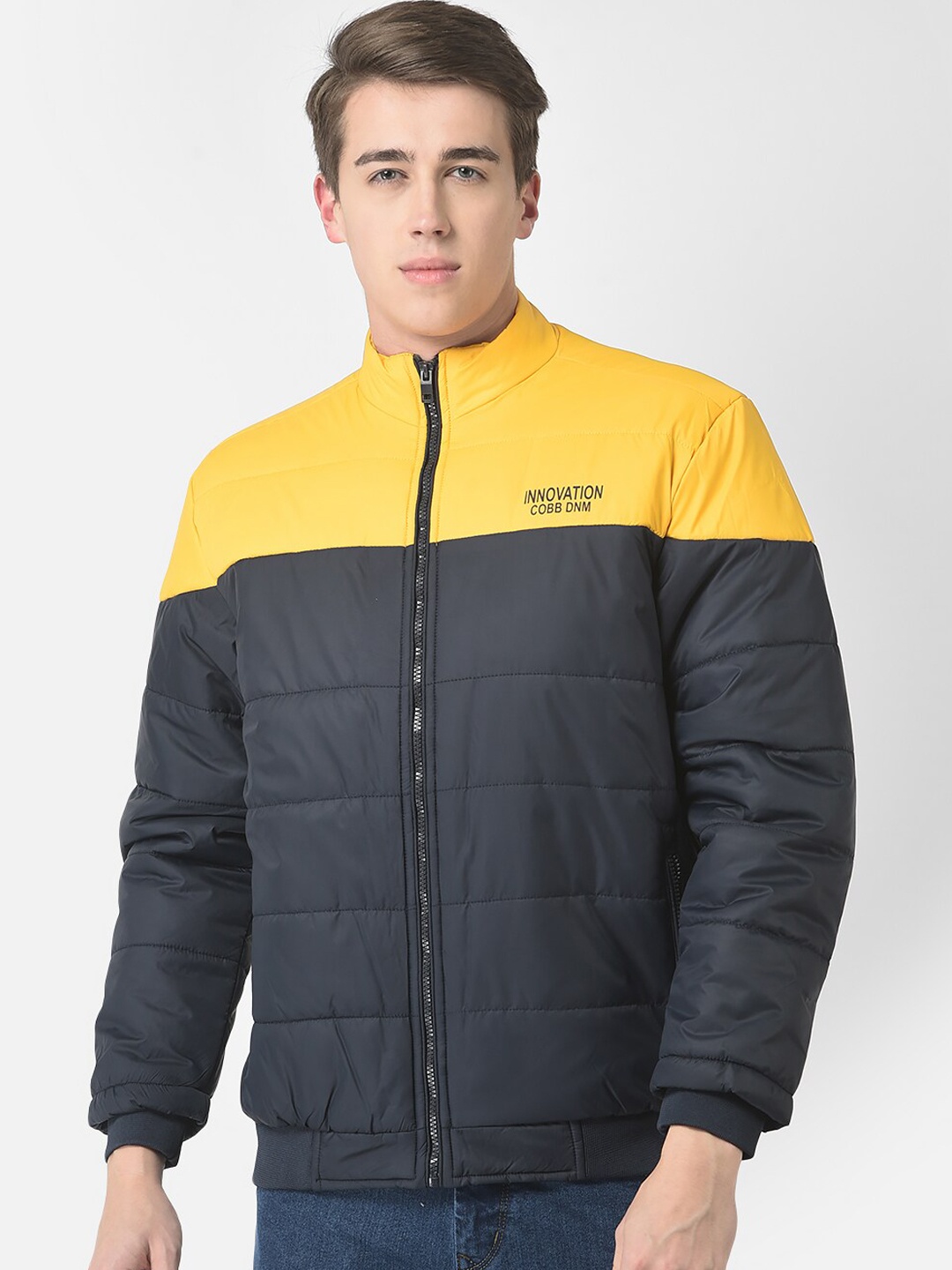 

COBB Men Colourblocked Lightweight Outdoor Bomber Jacket, Yellow