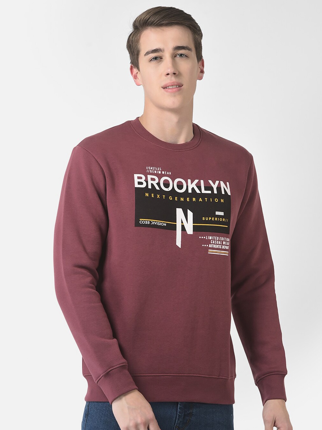 

COBB Printed Cotton Sweatshirt, Maroon