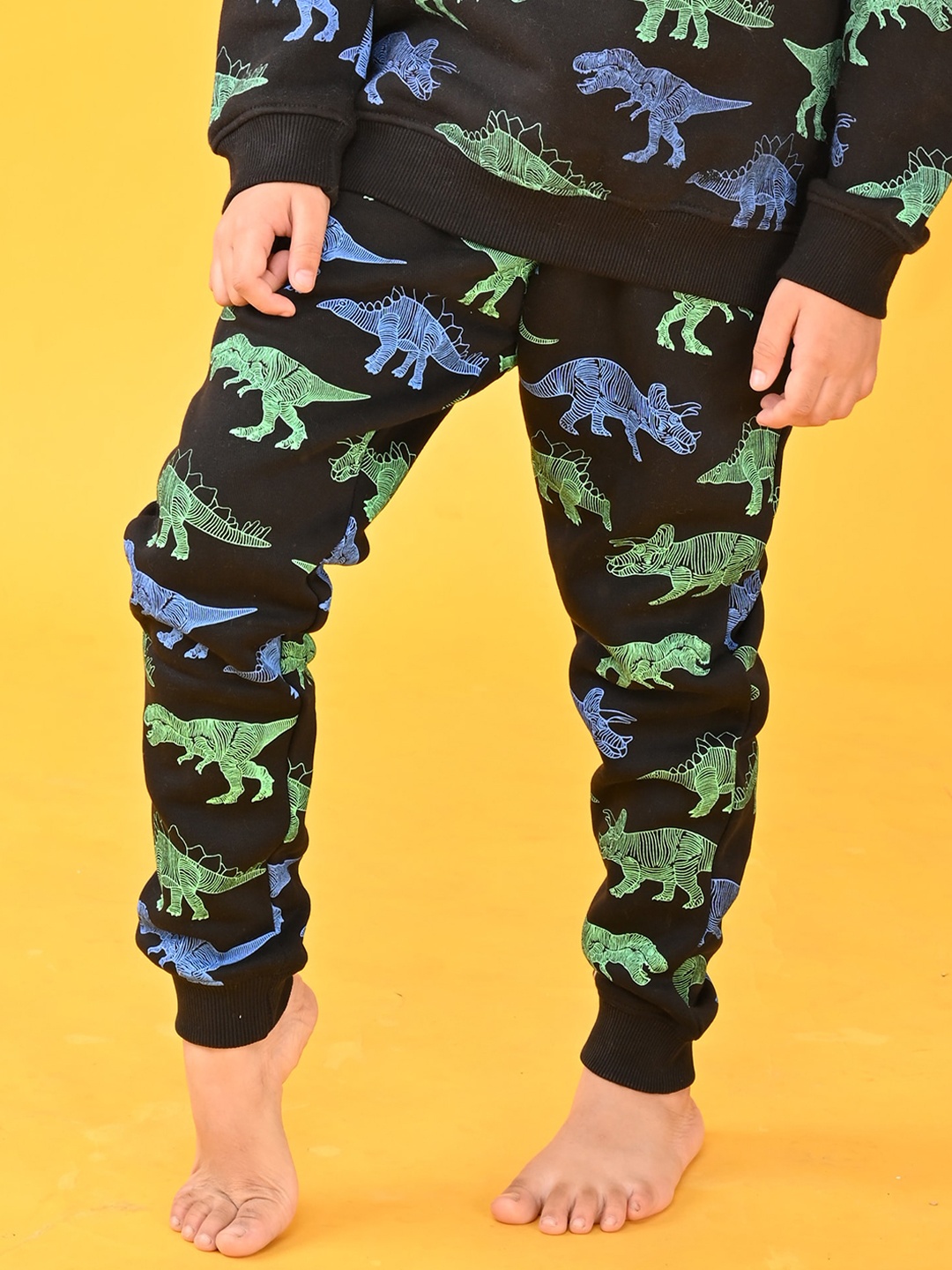 

Anthrilo Boys Printed High-Rise Fleece Joggers Lounge Pant, Black