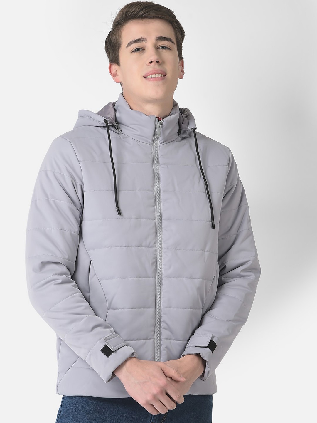 

Crimsoune Club Men Longline Hooded Puffer Jacket, Grey