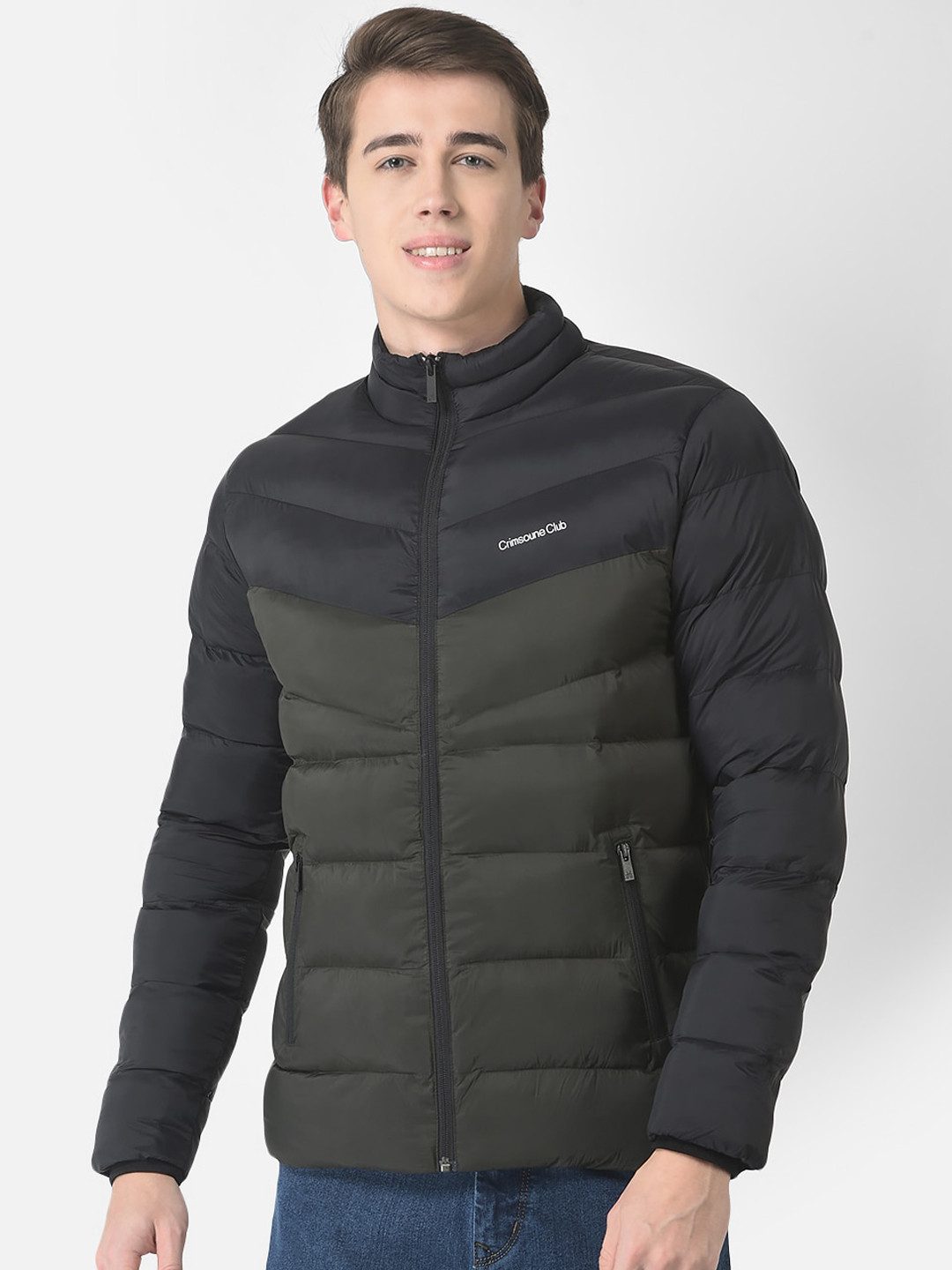 

Crimsoune Club Men Colourblocked Puffer Jacket, Blue