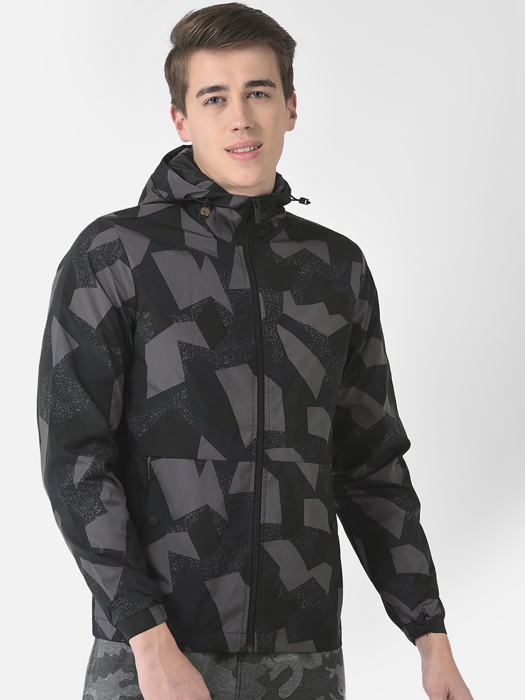 

Crimsoune Club Men Camouflage Bomber Hooded Jacket, Black