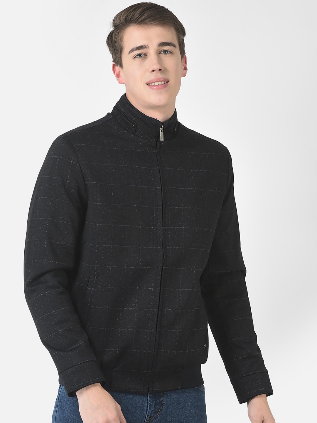 

Crimsoune Club Men Checked Bomber Jacket, Black