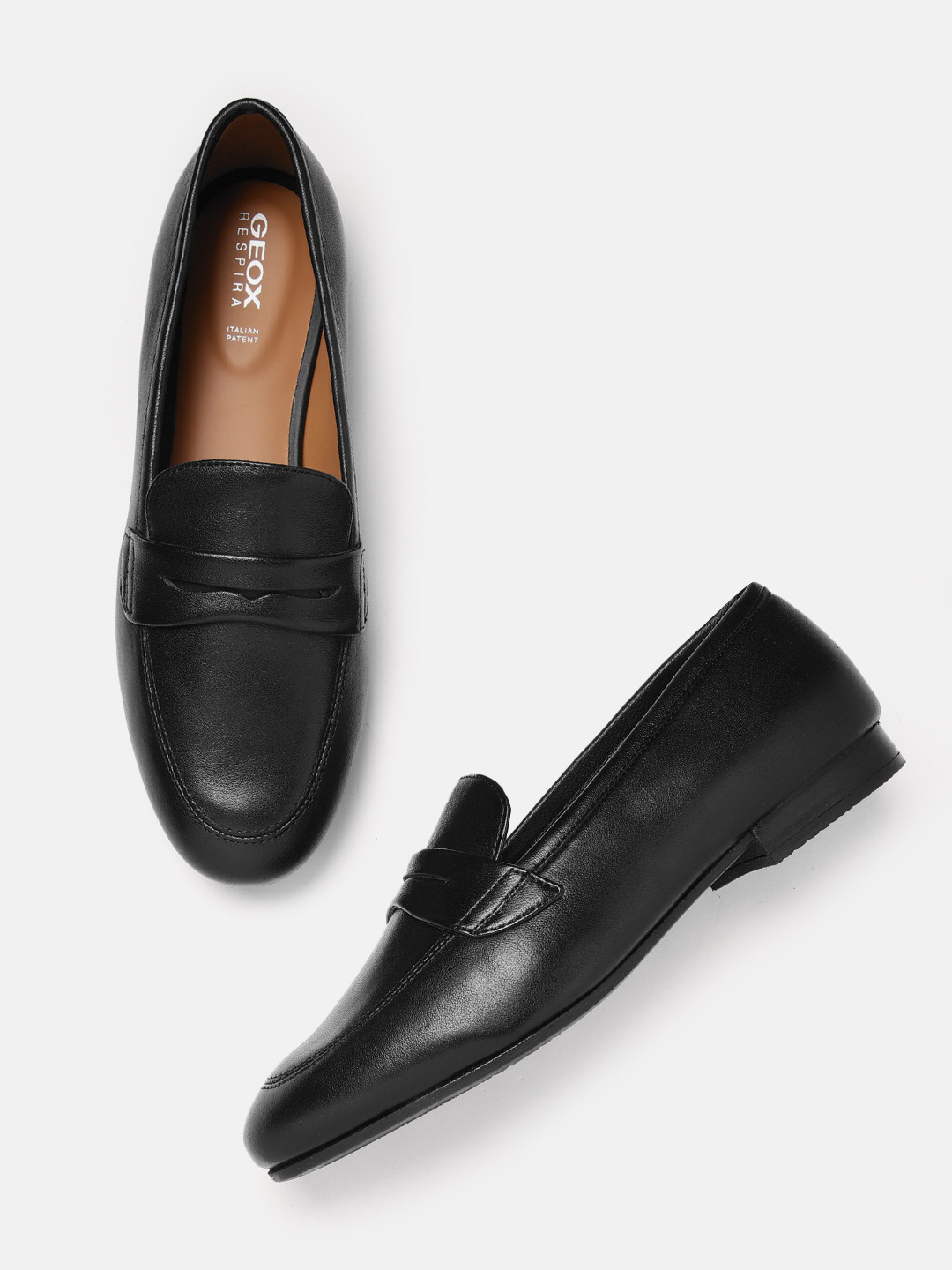 

Geox Women Leather Slip On Moccasin Shoes, Black