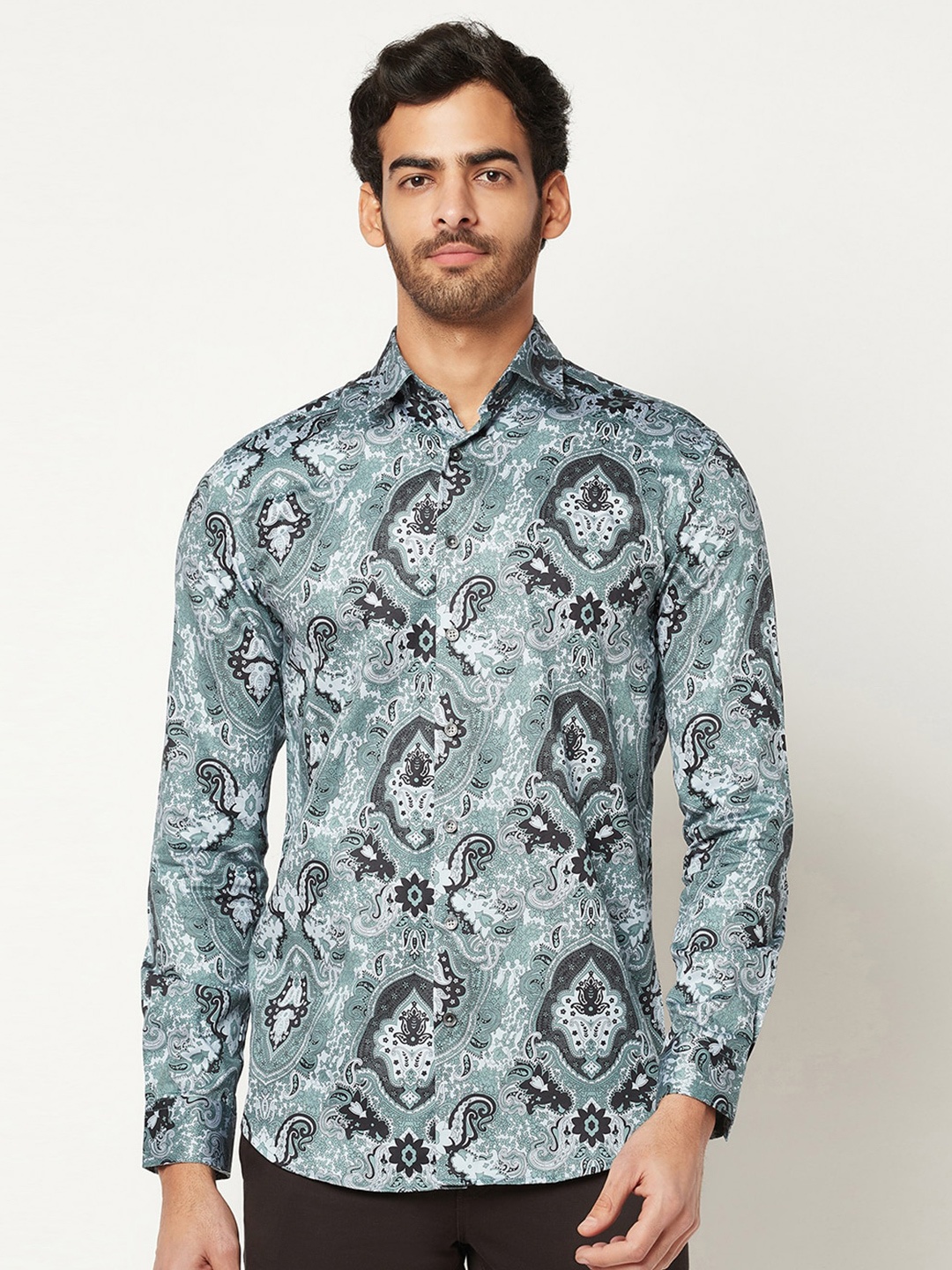 

Blue Buddha Men Printed Cotton Casual Shirt, Green