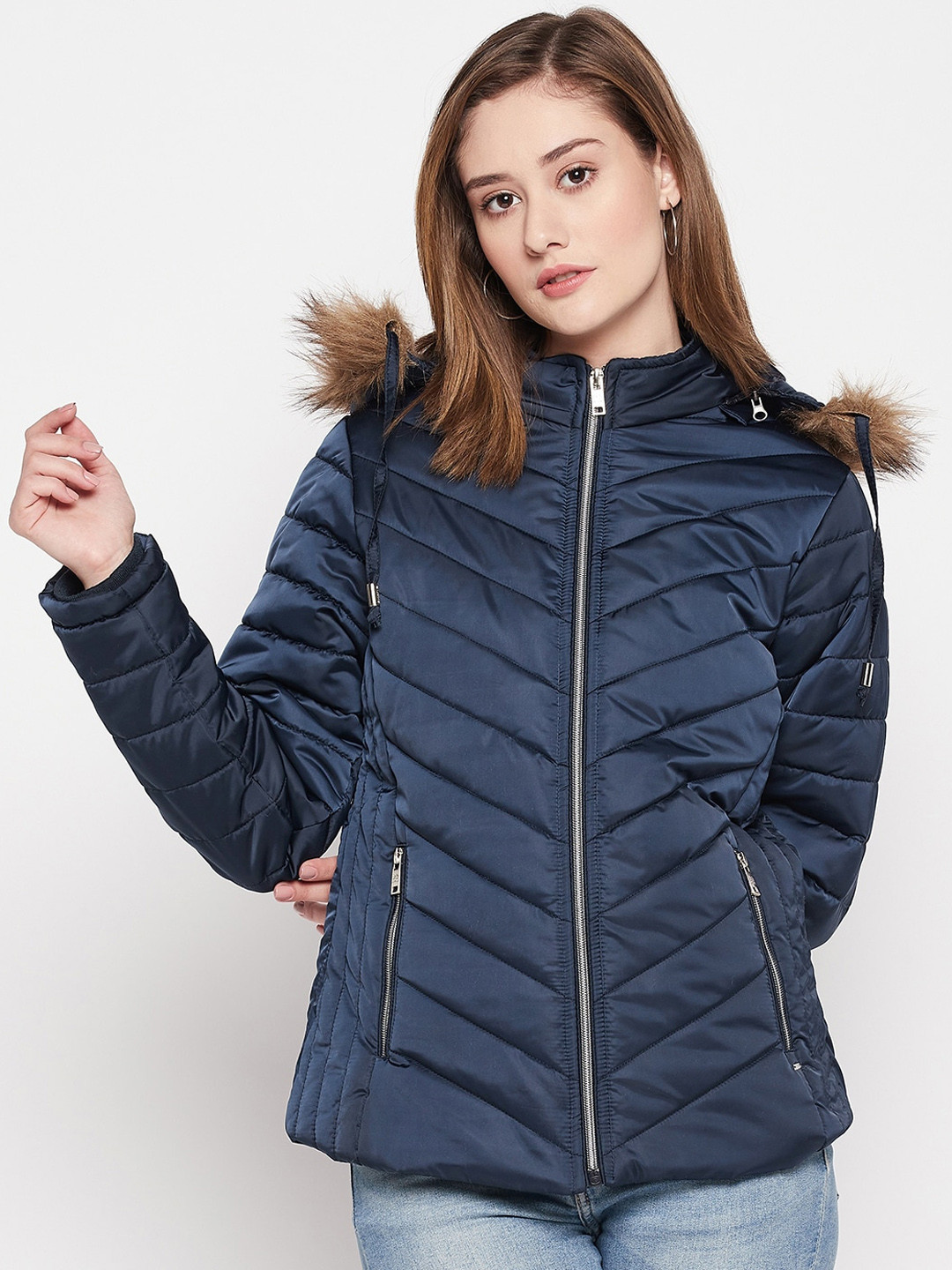 

Okane Women Hooded Lightweight Parka Jacket, Navy blue