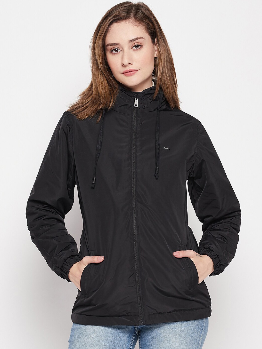 

Okane Women Reversible Longline Hooded Parka Jacket, Black