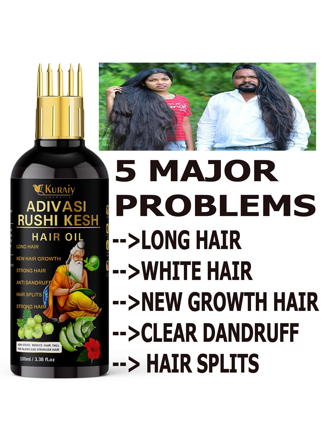 

KURAIY Adivasi Rushi Kesh Hair Oil for Long Hair - 100 ml, Black
