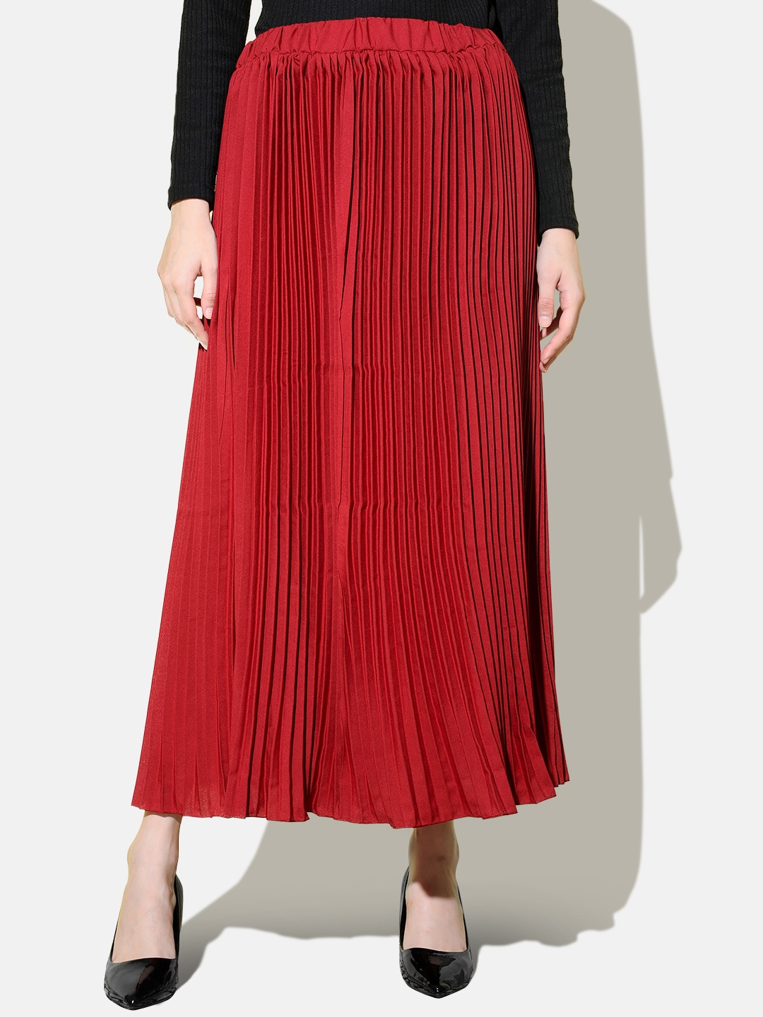 

BUY NEW TREND Accordion Pleated A-Line Skirt, Maroon