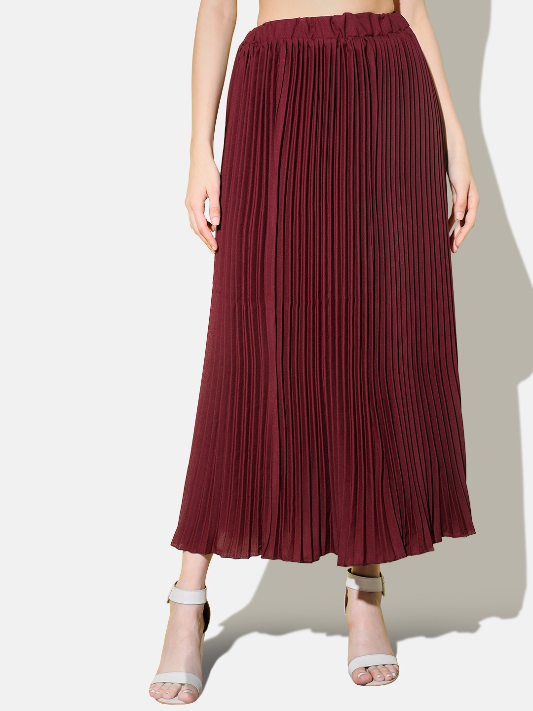 

BUY NEW TREND Accordion Pleated A-Line Skirt, Burgundy